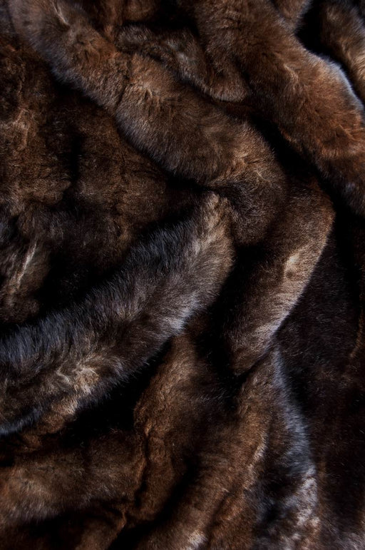 NZ Made Chocolate Brown Possum Fur Blanket close up