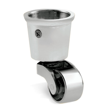 Round Cup & Caster Wheels 35mm - Chrome Silver
