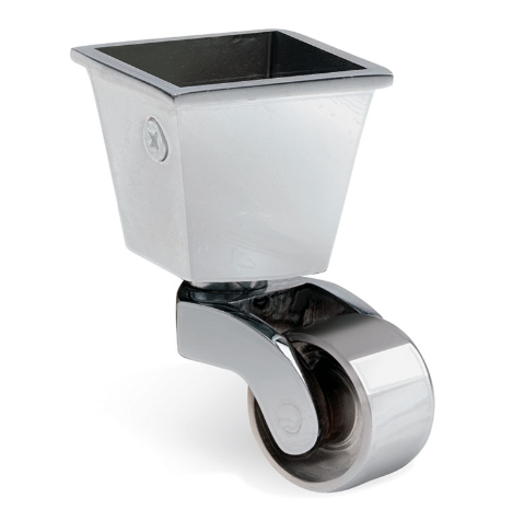 Square Cup & Caster Wheels 32mm - Chrome silver