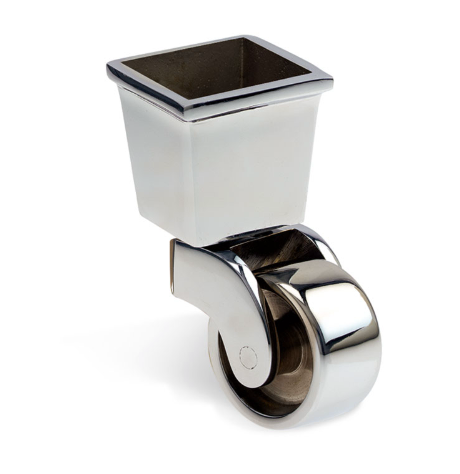 Square Cup & Caster Wheels 37mm - Chrome Silver