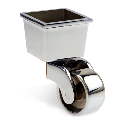Square Cup & Caster Wheels 45mm - Chrome Silver
