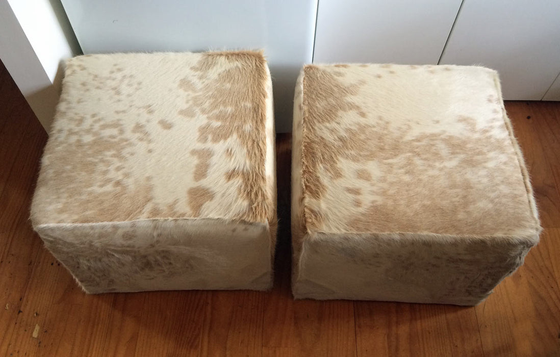 Cowhide cubes beige spotty NZ made