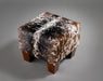 Cowhide footstool with wood legs