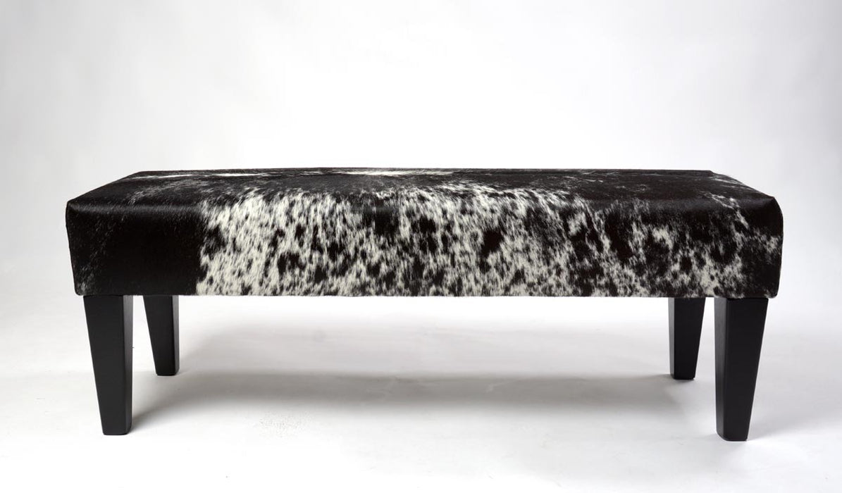 Black speckle long bench ottoman with tall legs