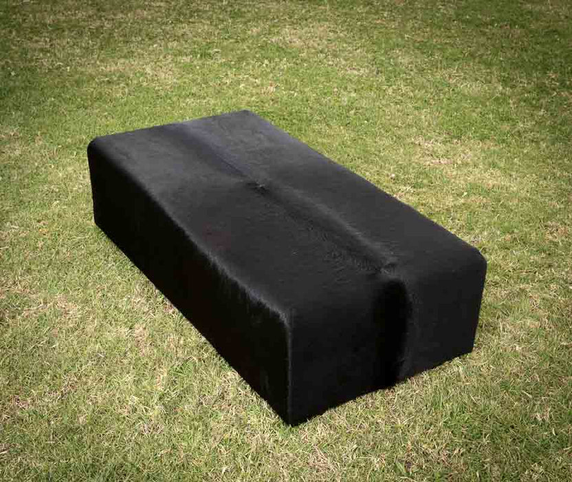 Cowhide Ottoman Deep with Low Wood Legs 120x60x35cm
