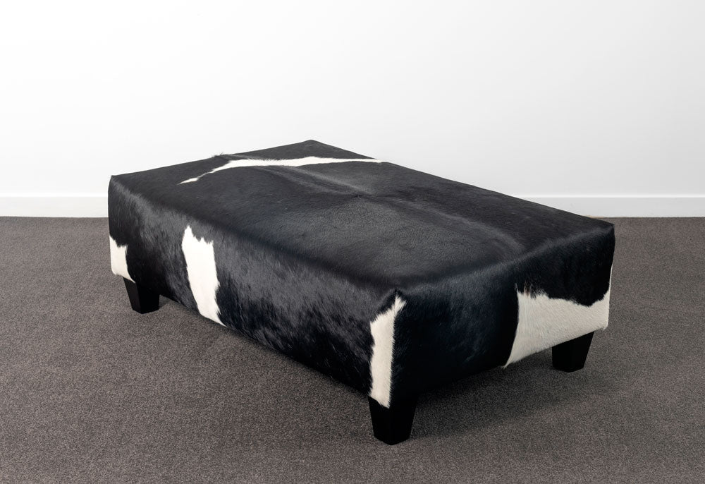 Black and white cowhide ottoman furniture