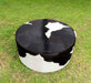 Black & White Cowhide Ottoman Round Deep Drum