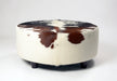 Round cowhide ottoman low 10cm wood legs