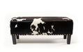 Cowhide Ottoman with Wood Legs and Studs 100x40x40cm