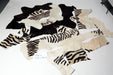 Zebra black off-white cowhide scraps