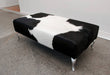 Cowhide Ottoman with Queen Anne Curved Aluminium Legs 120x60x38cm