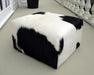 Cube ottoman footstool black and white cowhide