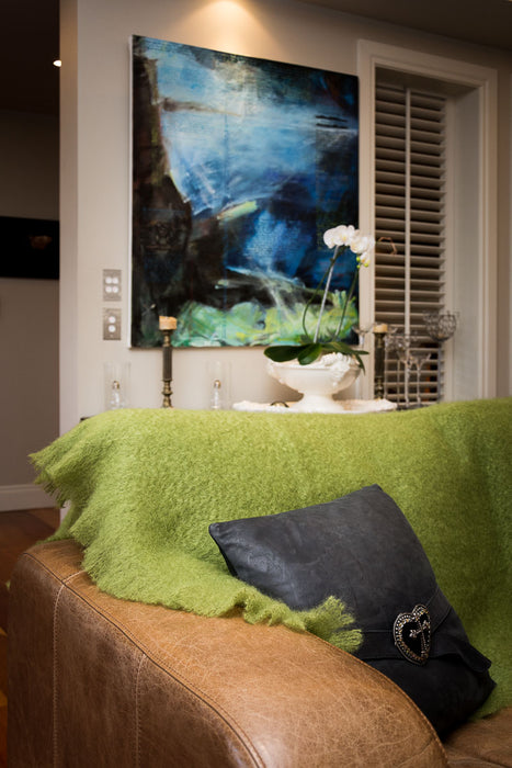 Mohair throw blanket NZ  - Fern green