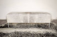 Long pale grey cowhide bench ottoman