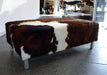 Cowhide Ottoman with Metal Legs 110x60x40cm