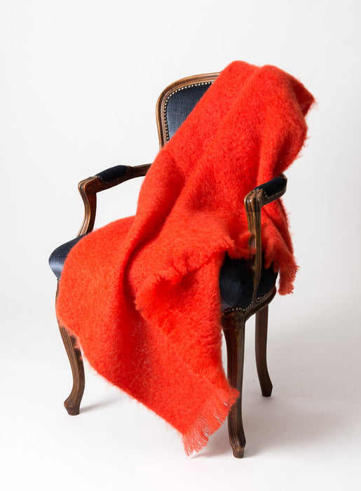 Mohair Blanket Australia - Windermere Hibiscus Orange Mohair Throw Blanket