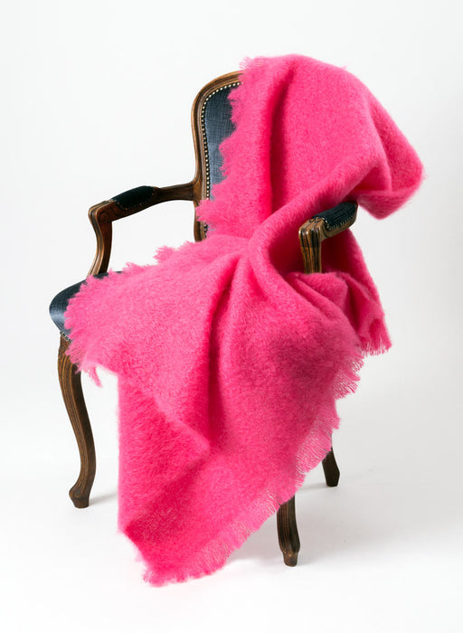 Mohair throw blanket NZ Windermere hot pink 