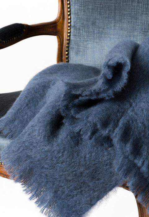 Windermere Indigo Blue Mohair Throw Blanket