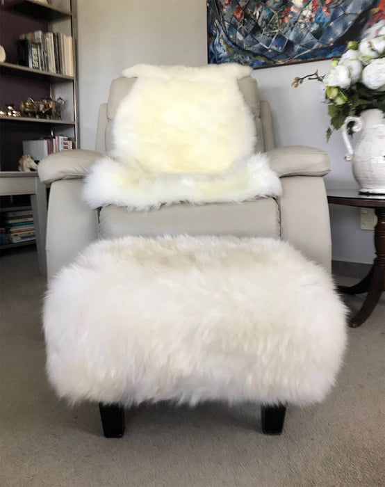 Ivory Woolly Stool Sheepskin Footstool