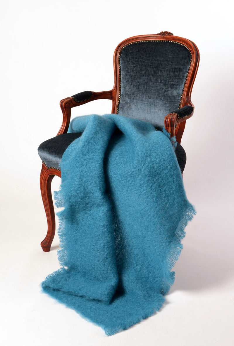 Windermere Mohair Chair Throw Lake Blue