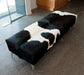 Black & white cowhide bench seat ottoman 150cm long