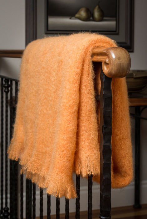 Mango Orange Mohair Throw Blanket