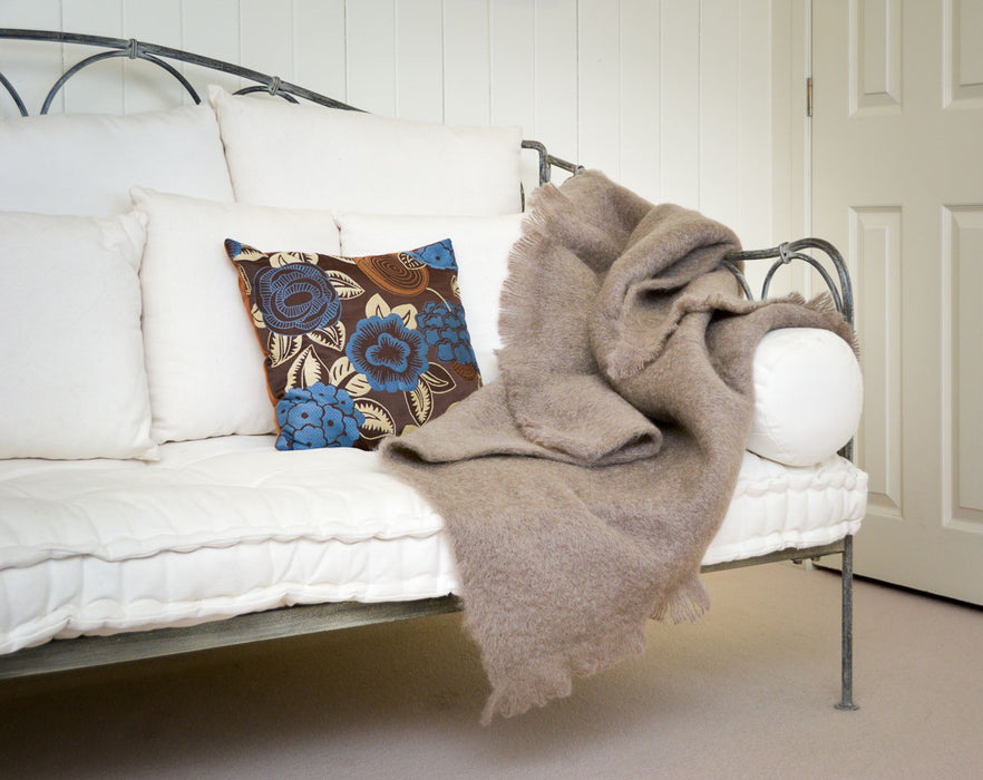 Windermere Manuka Taupe Mohair Throw Blanket