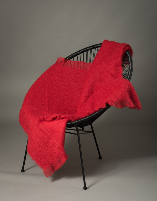 NZ Windermere scarlet red mohair chair throw