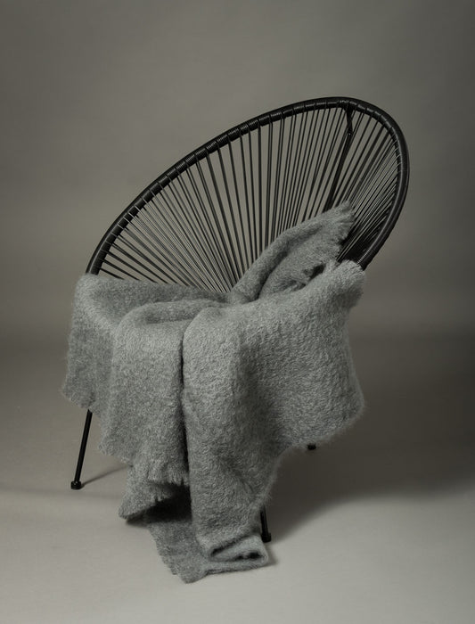 Slate Grey Mohair Chair Throw