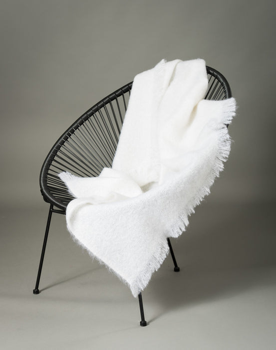 Windermere Dove White Mohair Throw Blanket