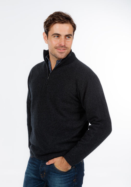 Native World Charcoal Unisex Half Zip Merino Sweater - NB336