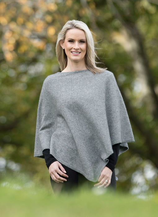 Silver possum merino wool poncho cape Native World