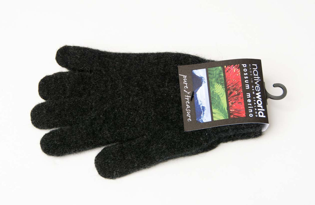 Possum Merino Gloves - Charcoal grey knitted gloves
