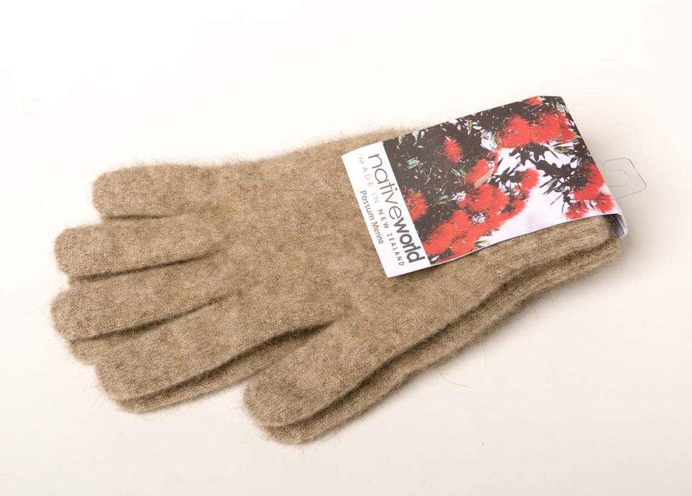 Possum Merino Gloves - Beige possum merino wool gloves unisex