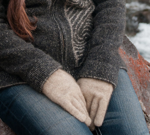 Beige possum merino wool gloves unisex