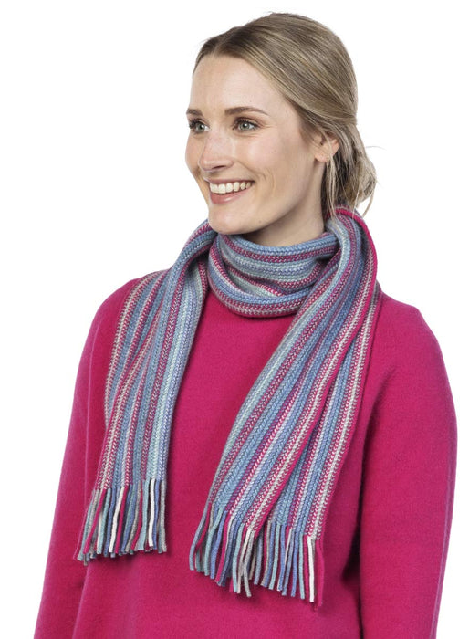 NX378 Peony pink blue wool scarf