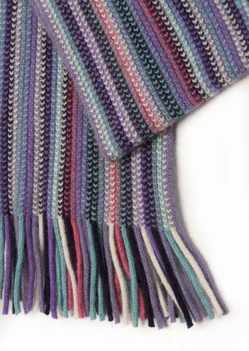 Orchid (Pink-Aqua) Multi Stripe Merino Possum Wool Scarf - NX378