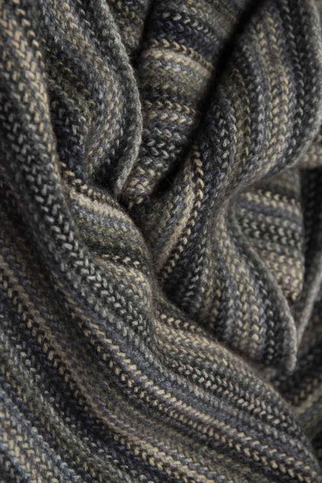 NX378 Silver striped scarf in possum merino wool close up