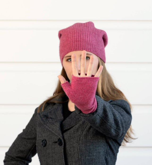 Native World raspberry pink possum wool hand warmers