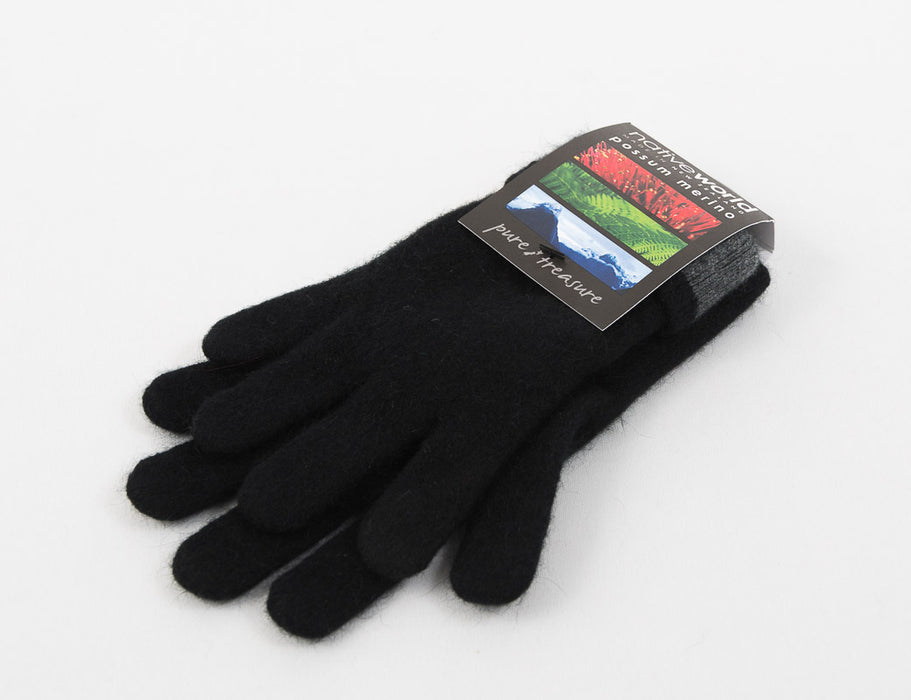 Possum Merino Gloves - Native World Black Women's Gloves  - NX688