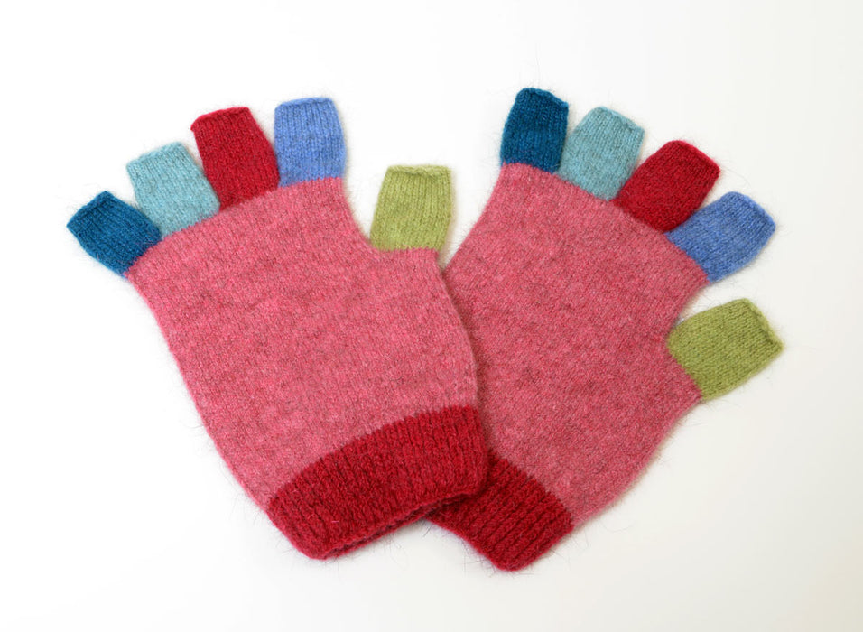 Kids Fingerless Gloves - NX811 Native World Raspberry Pink