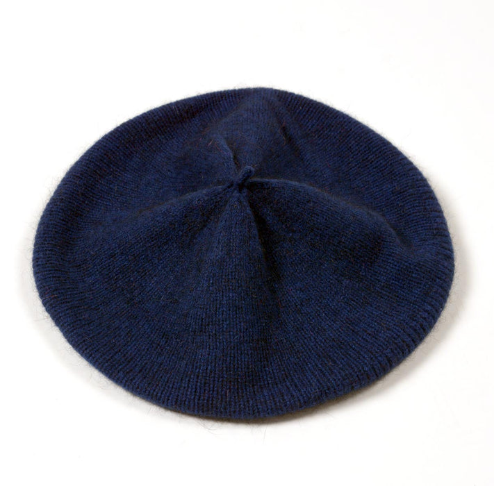 Cosmic blue possum merino wool beret hat