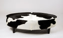 Black & White Cowhide Ottoman Oval Wood Legs 120x60x38cm