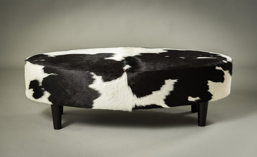 Cowhide Ottoman Oval Wood Legs 120x60x38cm