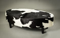 Cowhide Ottoman Oval Wood Legs 120x60x38cm