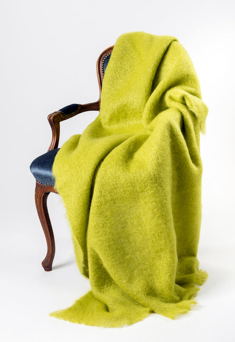 Mohair Throw NZ Pesto Green 