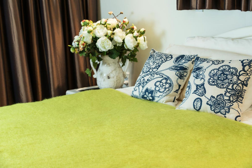 Mohair Throw Blanket NZ Pesto Green 