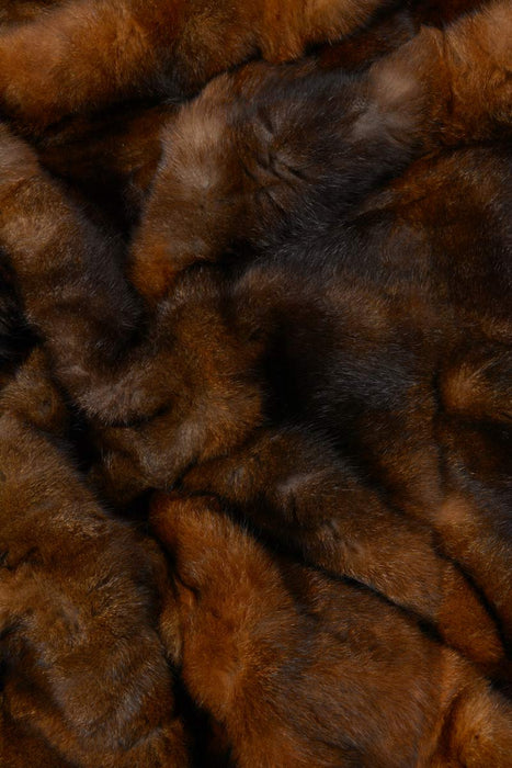 Natural Reddish Brown Possum Fur Blanket close up