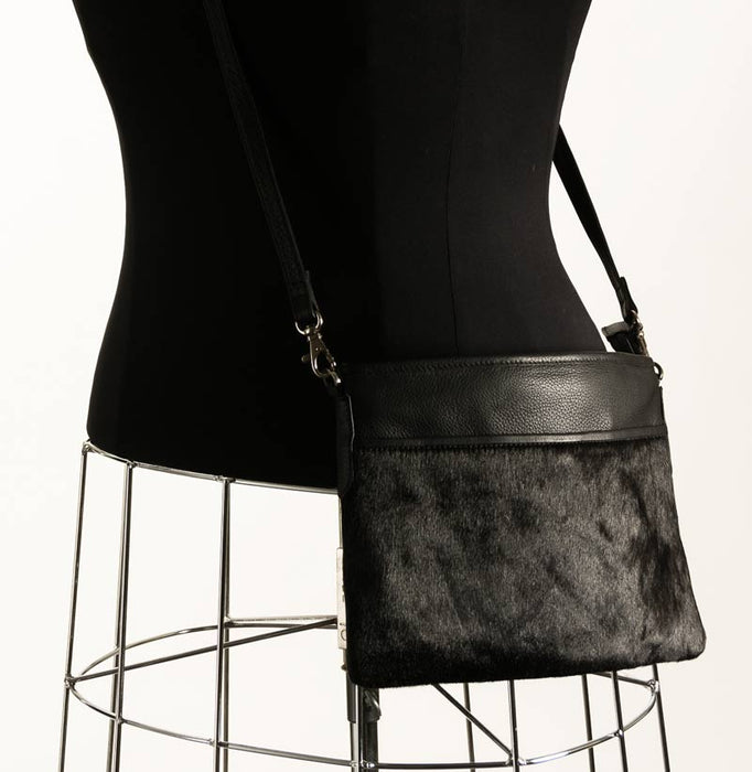 Black Cross-Body Cowhide Handbag