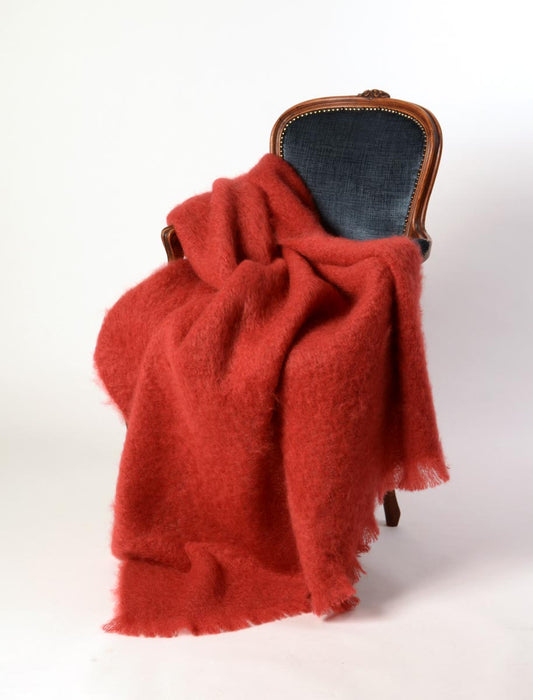 Russet Terracotta Red Mohair Chair Throw